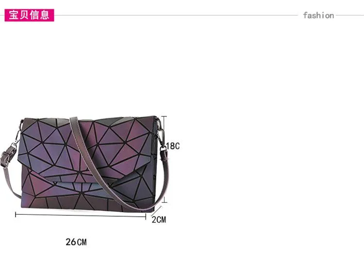 Женский ночной Светильник, лазерная Геометрическая Сумка через плечо Bao, Женская Повседневная модная сумка-клатч из искусственной кожи, сумка-мессенджер