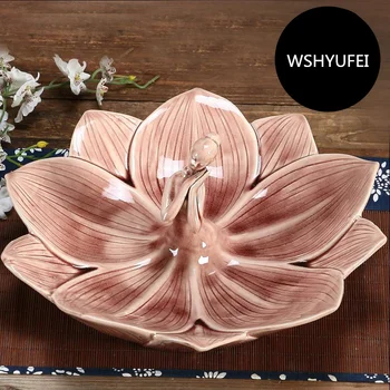 

1PCS Beauty Decoration Pink 3D Ceramic Plate Snacks Dried Fruit Plates Fruit Bowl Dessert Dishes Bone China Dinnerware