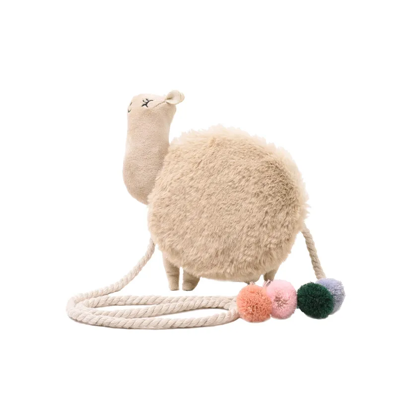 

Lamb shape crossbody bag cute plush alpaca small shoulder bag cute girl handbag Japanese cartoon student shoulder bag handbag