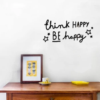 

Custom black and white simple creative text combination decorative wall paste crystal face 3D stereo Acrylic wall paste