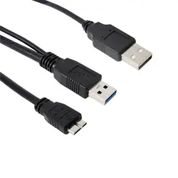 2017 1 шт. двойной для Micro B USB 3.0 Y КАБЕЛЬ двигаться жесткий диск кабель JU22