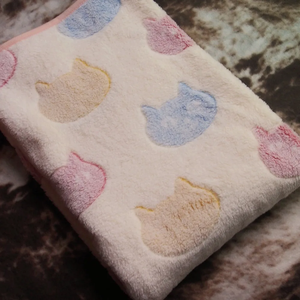 100*74cm soft cute cat blanket plush coral fleece baby blanket kids