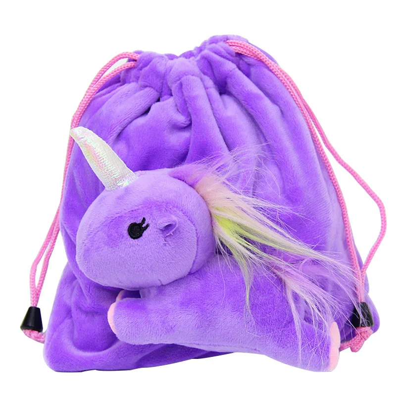 

21 CM Cartoon Money Bag Soft Stuffed Unicorn Action Figure Plush Doll Pocket Makeup Bag Backpacks