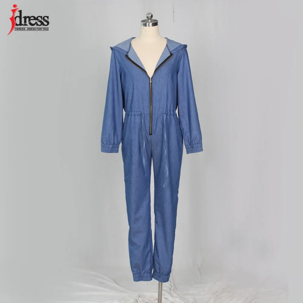 Hambelela 2018 Latex Casual Jeans Deep V Neck Long Sleeve Women Denim Jumpsuit Zippers Pockets Autumn Ladies Overall Jumpsuit (9)