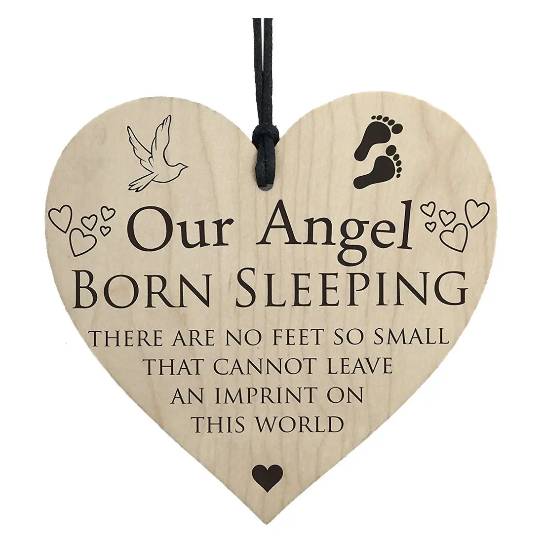 

Our Angel Born Sleeping Wooden Hanging Heart Memorial Sign Love Heaven Plaque