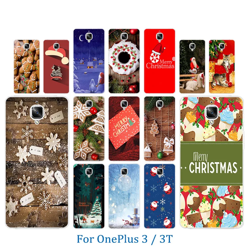 Phone Case for OnePlus 3 / 3T A3000 Merry X'MAS Pattern Protective Back Cover One Plus Fundas OnePlus3 T Coque Bags |