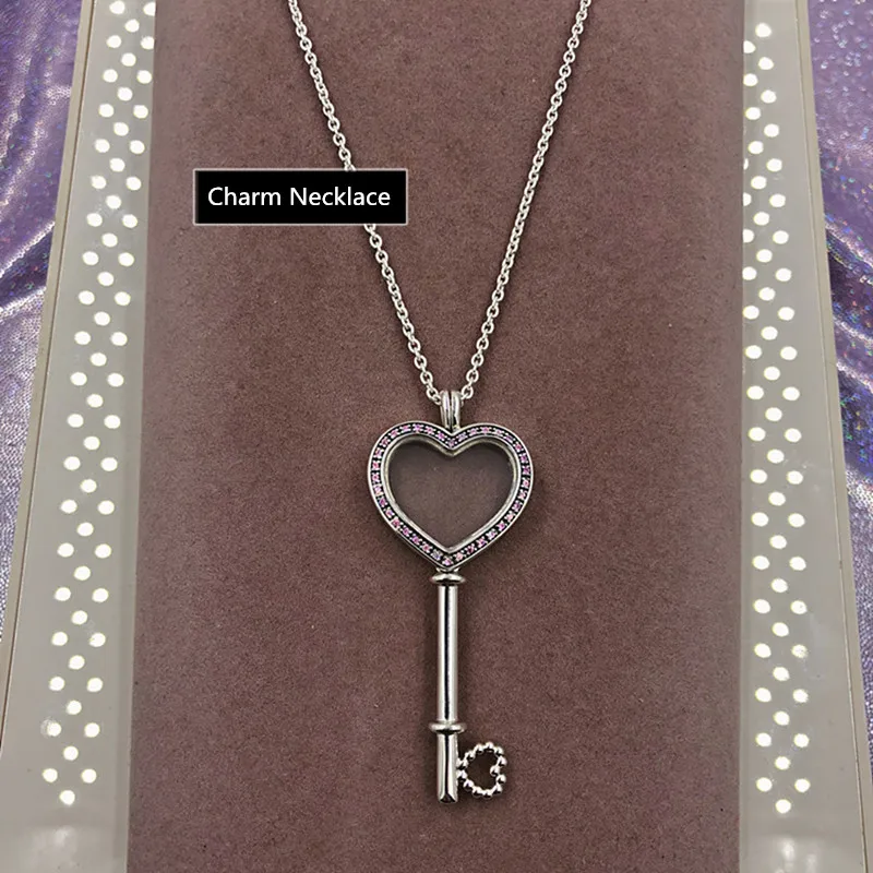 

2019 NEW Perfect Charm Engraved S925 Silver Heart charms necklace 925 woman chain jewelry,1PZ