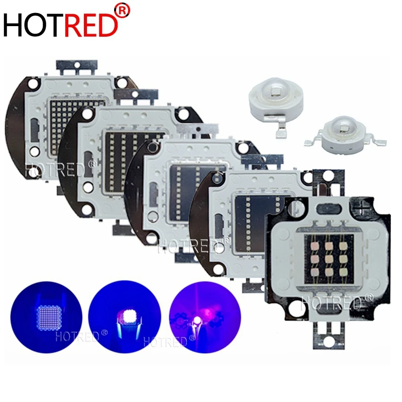 Koop UV Paars LED Ultraviolette Lampen Lamp Chips 365nm 375nm 380nm 385nm 395nm 400nm 405nm 3 w 5 w 10 w 20 w 30 w 50 w 100 w High Power Licht