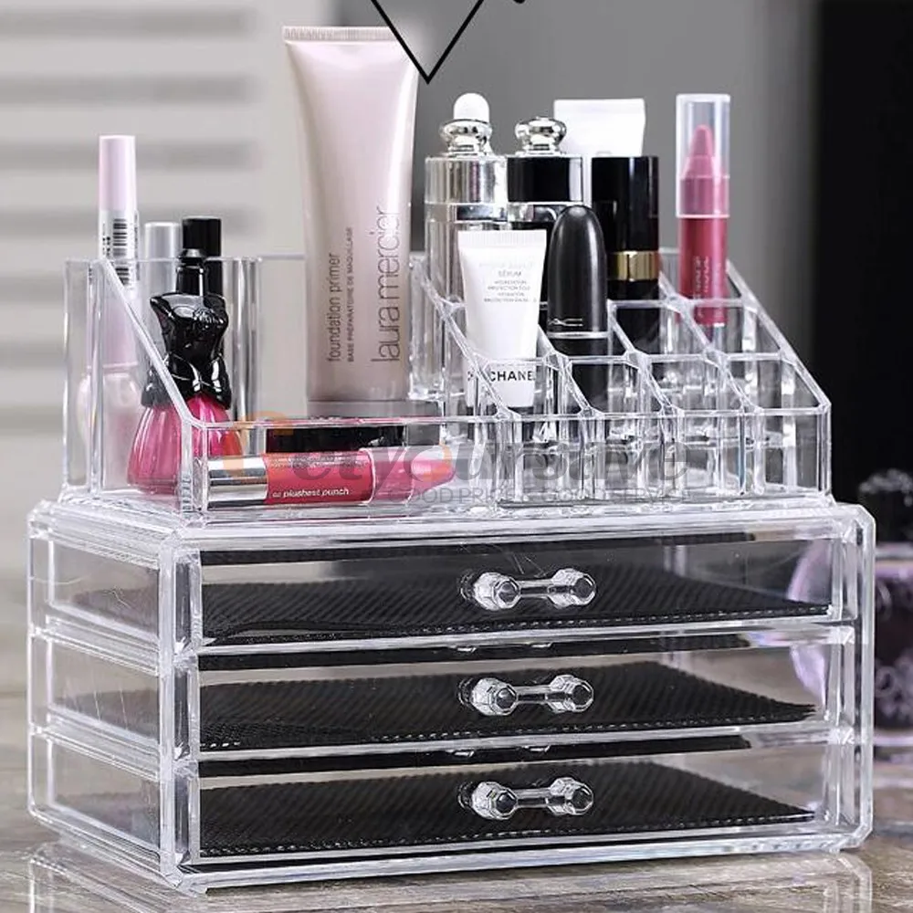 

Makeup Cosmetics Jewelry Organizer Clear Acrylic 6 Drawers Display Box Storage