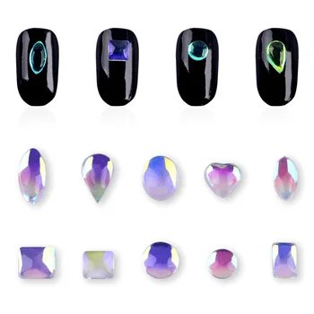 

10pcs/pack Resin AB Rhinestone Symphony Flat Nail Art Jewelry Charm Design 3d Nail Decorations