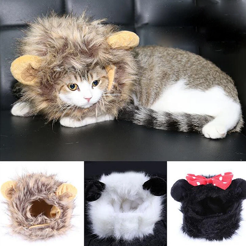2016熱い猫ライオン パンダ ミッキー たてがみ ウィッグ猫衣装帽子髪猫ペット子犬コス プレ かつら ホリデー服ファンシー ドレス で耳