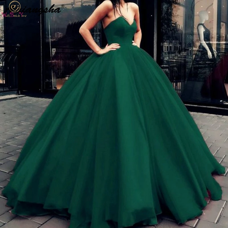 Женское бальное платье Hunter Green Quinceanera длинное без бретелек для выпускного вечера