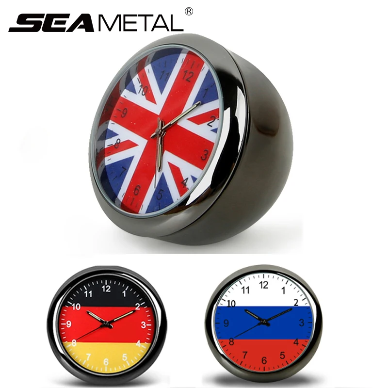 

New Car Clock Dashboard Air Outlet Car Clock Alloy Luminous Pointer Flag Design Clocks Auto Accessories For Audi Ford Toyota KIA