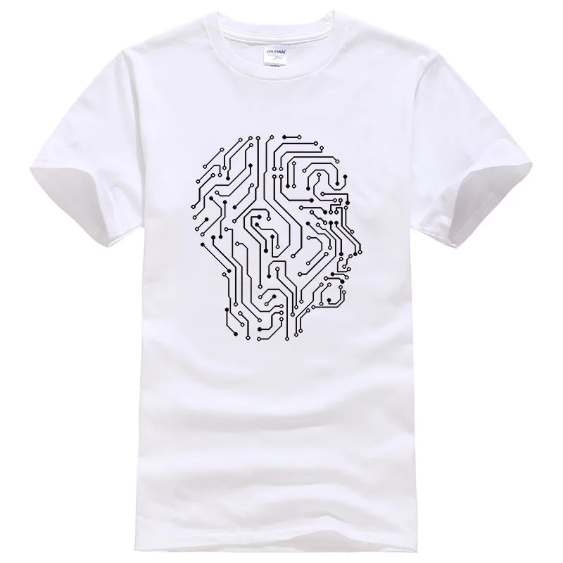 2016 Summer Circuit diagram printed t shirt men cotton Tees short