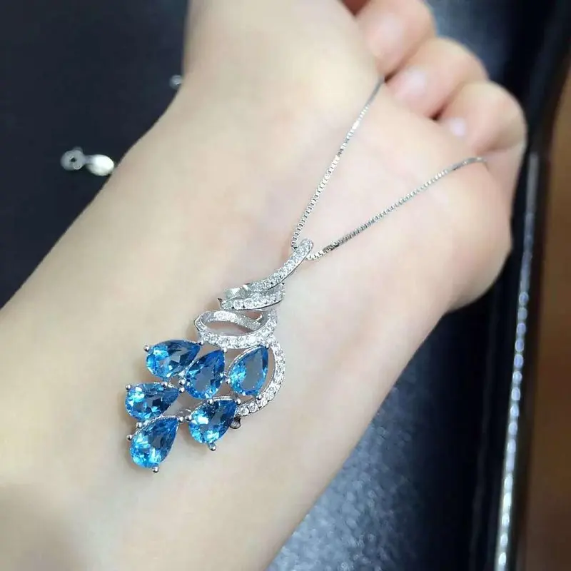 

2017 Qi Xuan_Blue Stone Simple Elegant Pendant Necklace_Real Blue Stone Necklace_Quality Guaranteed_Manufacturer Directly Sale