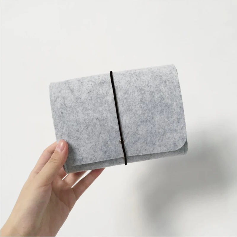 New-Wool Fiber Power Bank Storage Bag Mini Sofe Felt Pouch For Data Cable Mouse Travel Organizer Electronic Gadgets Organizado
