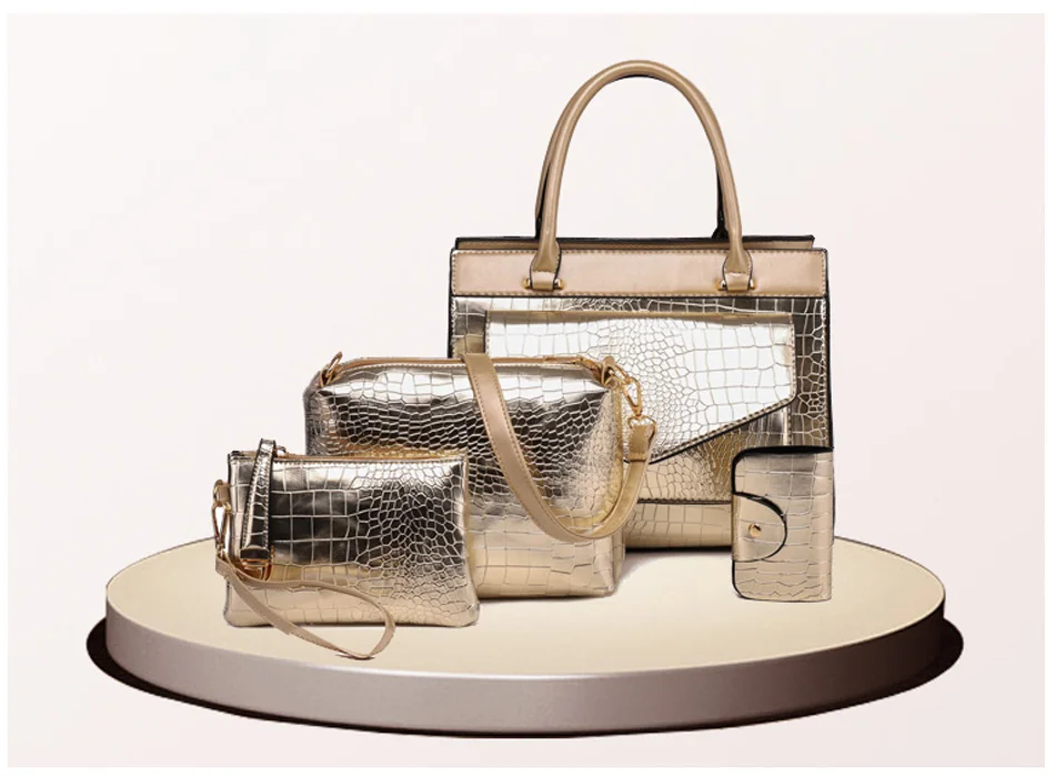 4 шт. композитные сумки с узором «крокодиловая кожа», набор дамских роскошных дизайнерских сумок, высокое качество, известные бренды, сумка на плечо, кошелек