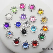 NEW 10Pcs Lot 14MM Round Acrylic Rhinestones Decorative Buttons Mix Colour Diy Girl Hair font b