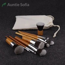6/11pcs/set Natural Bamboo Makeup Brushes Kit with Bag Professional Cosmetic Eyeliner Brush Soft Kabuki Foundation Blending Tool
