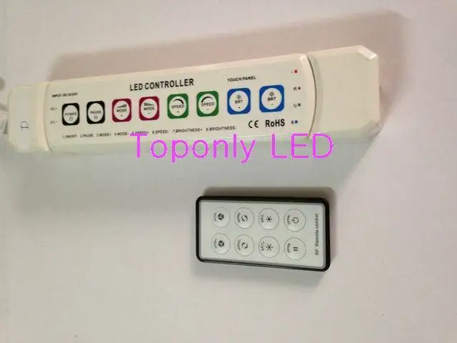 

DC12/24V touch interface rgb led controller equipped with 8-keys RF remote control lighting for colorful normal led luminaires