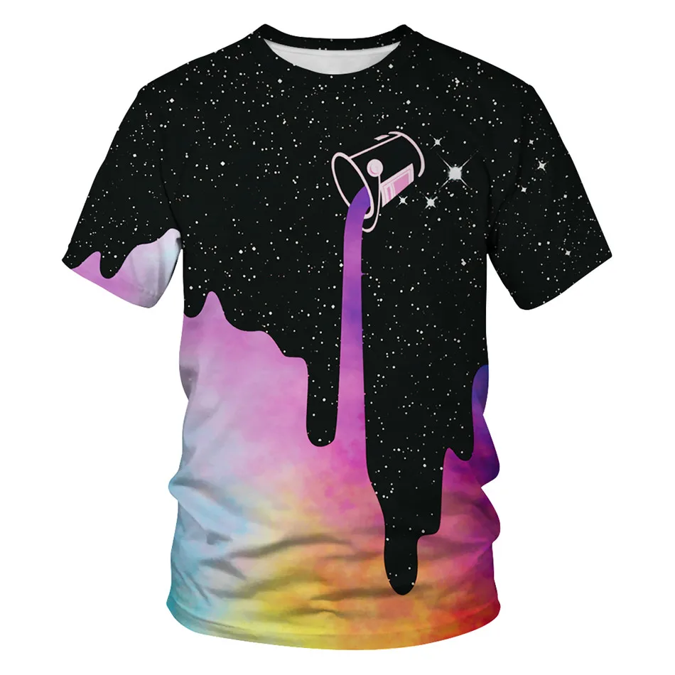 Children Cool Colorful Galaxy Cup Pour Milk 3D Printed T Shirt 2019