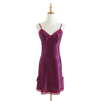 

Sexy Sleepwear Sleeveless Satin Silk Night Dress V Neck Nightgown Women Pijama Ladies Female Sleeping Dress Romantic Pyjamas