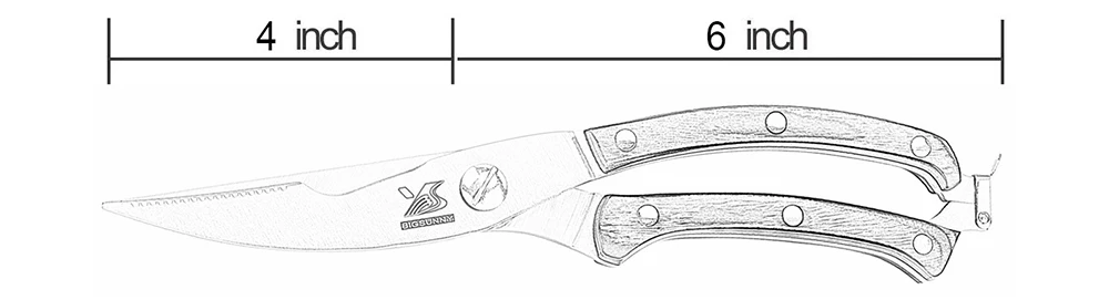 BIGSUNNY 4 Pcs Kitchen Knife Set 7"Chopper 7"Santoku Knife 5"Utility and Kitchen Shears for Easy Cutting& Slicing Multipurpose