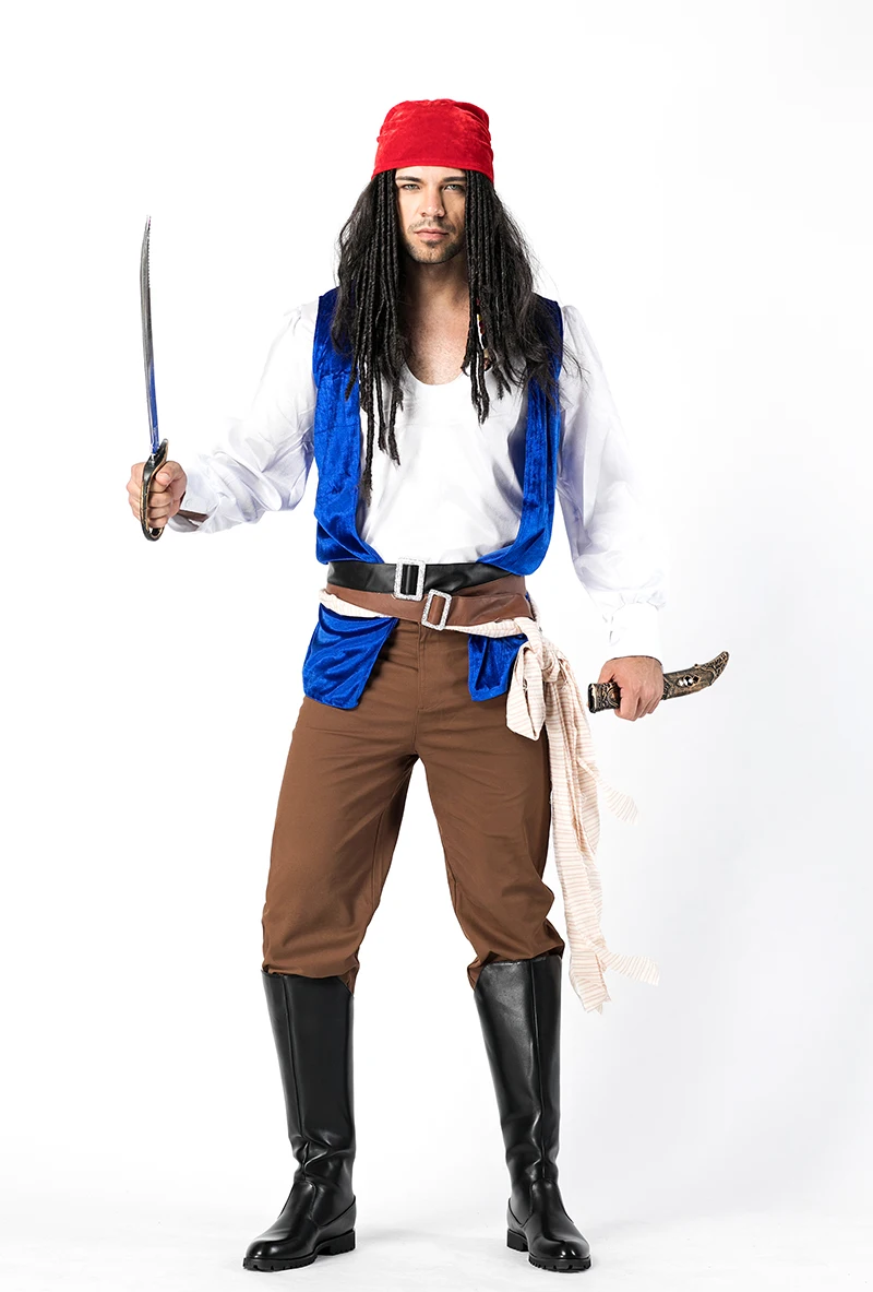 Tafiy caribe pirata guerreiro traje homem trajes