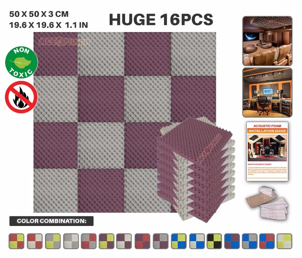 Koop Arrowzoom 50*50*3 cm (19.6*19.6*1.1 in) Ei Krat Ingewikkelde Studio Foam Panel Acoustical Behandeling 16 stks Bundel KK1052