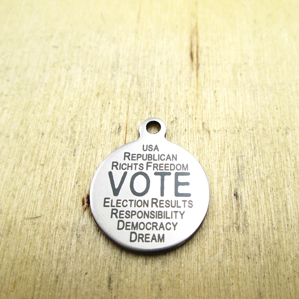 10 шт./лот-подвески из нержавеющей стали VOTE-лазерная гравировка-индивидуальные