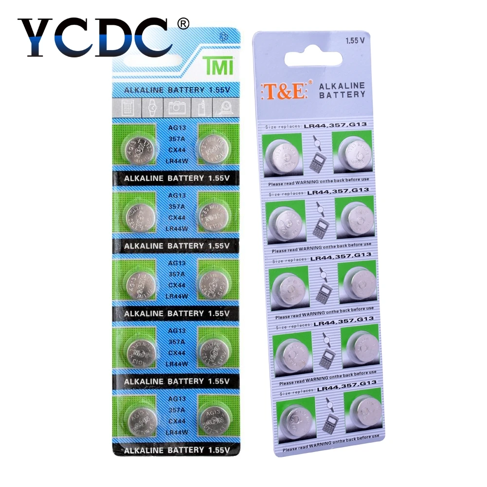 10 шт. щелочные кнопочные батарейки AG13 1 5 V LR44 L1154 RW82 RW42 SR1154 SP76 A76 357A pila lr44 SR44 AG