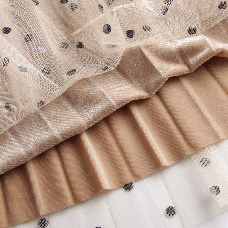 TIGENA Reversible Tulle Velvet Skirt Women Fashion 2019 Spring Elegant Polka Dot Long Skirt Female High Waist Pleated Midi Skirt