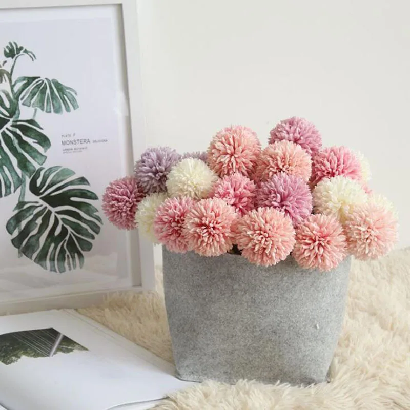 10pcs/lot Artificial Flowers Dandelion Florals Flower Branch Bride Hand Bouquets Creative Home