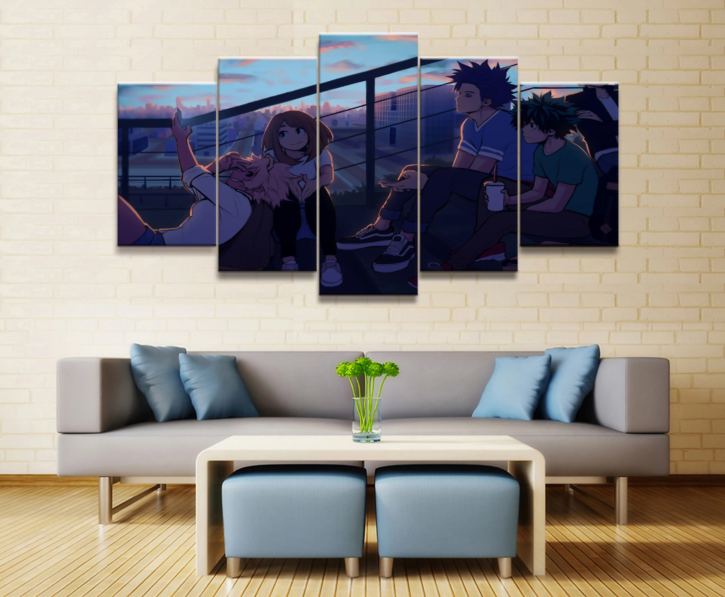 Wall Art Poster Painting Modular Pictures For Living Room Decorative Pictures Canvas Printed 5 Panel My Hero Academia Animation