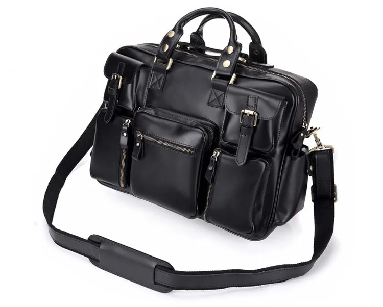 Men genuine leather briefcase 18