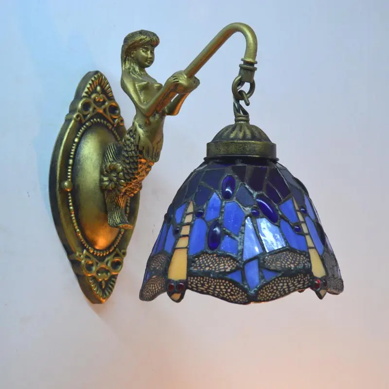 Настенный светильник Tiffany Mermaid Dragonfly абажур из витражного стекла настенный