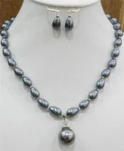 8-9 мм AAA черный натуральный акойя культивированный жемчуг Ожерелье серьги OL слово mujer для женщин 925 серебро высококачественные ювелирные изделия природа