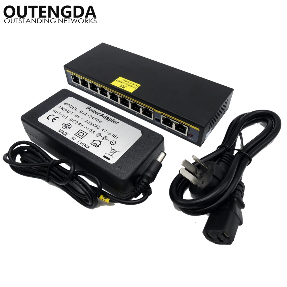 8 + 2 порта PoE коммутатор 10/100 Мбит/с питание через Ethernet инжектор переключатель с