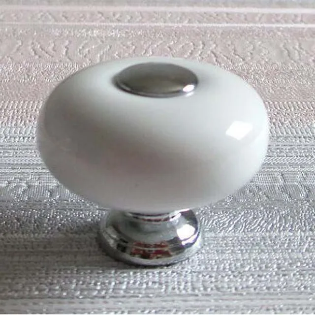 32mm white dresser knob handles ceramic kitchen cabinet knobs silver