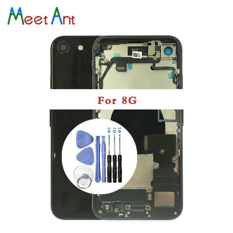 Beste Hoge Kwaliteit Voor iphone 8 8g of 8 Plus X Terug Midden Frame Chassis Volledige Behuizing Vergadering Battery Cover met flex Kabel + Gereedschap