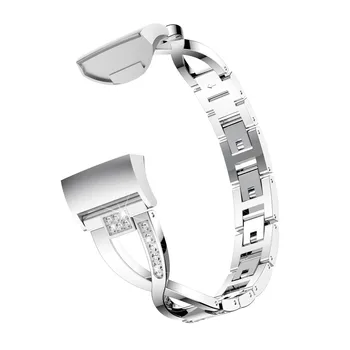 

New Fashion Luxury Watch Band X-Link Metal Bracelets Replacement Adjustable Straps Crystal For Fitbit Charge 3