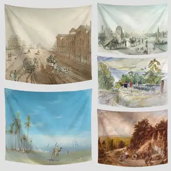 

Simple Rural Scenery apestry Wall Hanging Art Forest Beach Towel Farmhouse Decor yoga Living Room Yard Bedspread Table Cloth