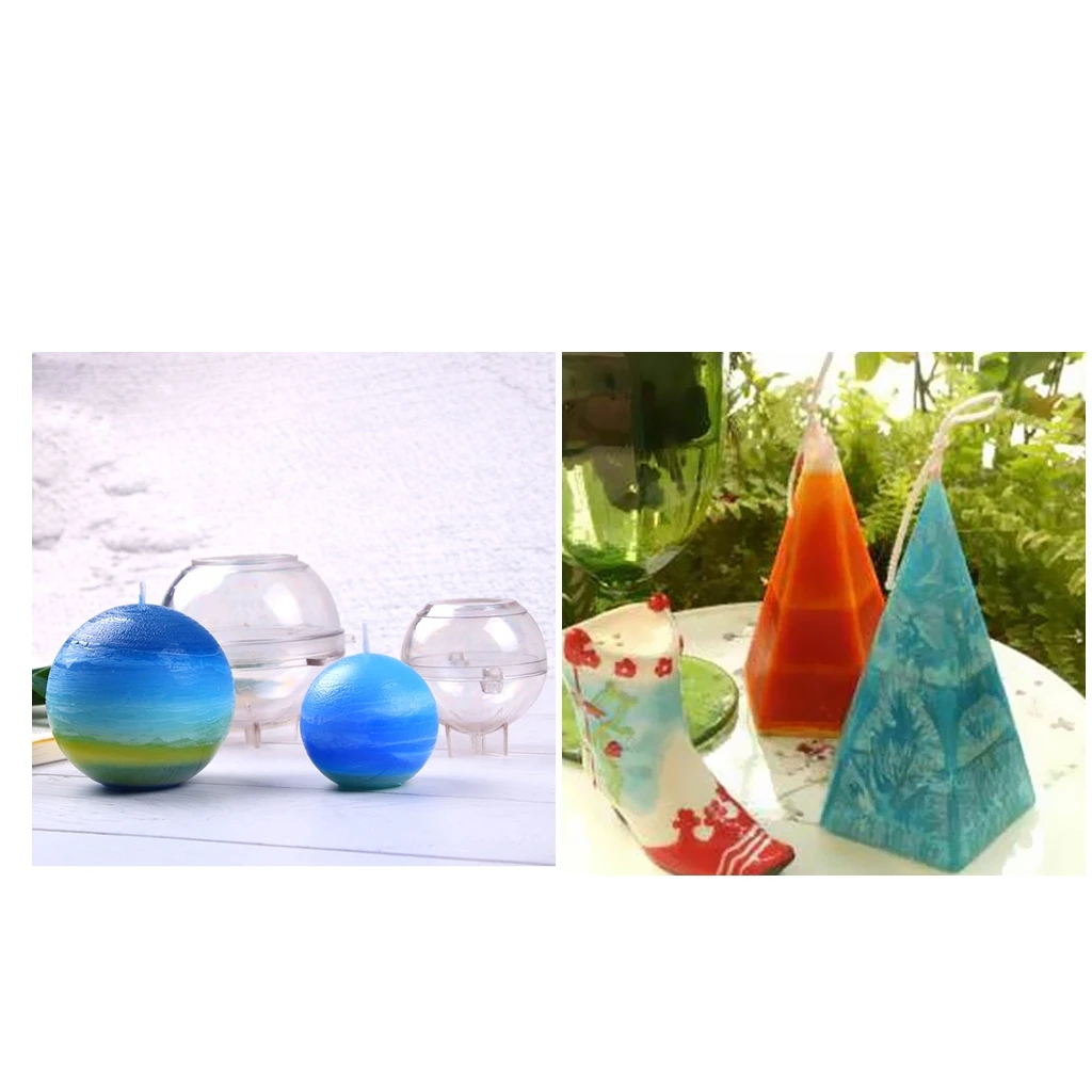 Pyramid Ball Shaped Plastic Candle Molds Soap Mould Candles Making Crafts