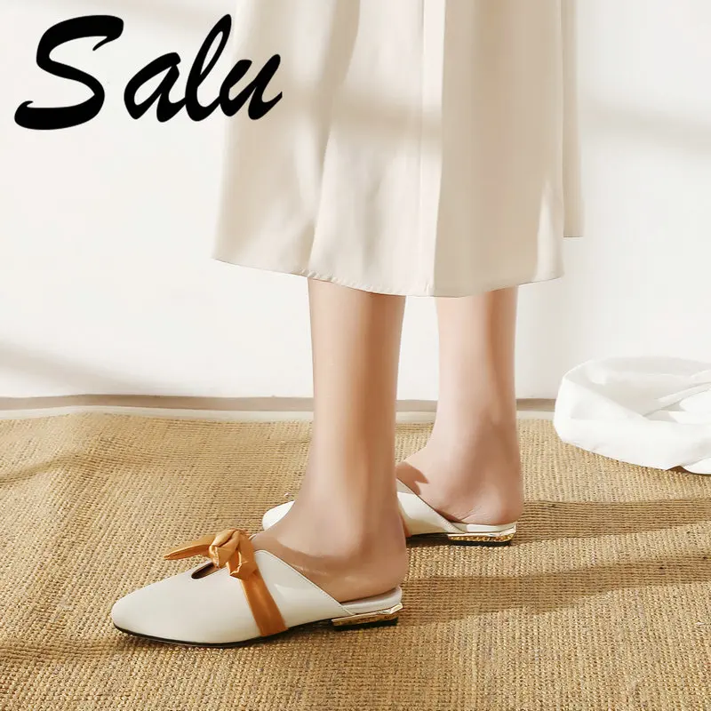 

Salu Summer Women Sandals Ladies Genuine Leather Casual Shoes round Toe Sandals Summer Shoes