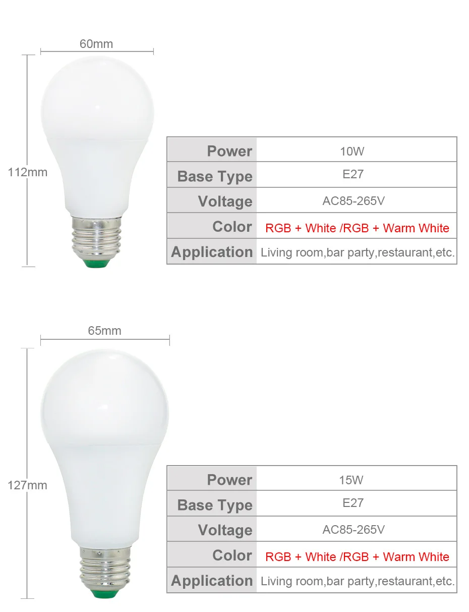 Волшебный светодиодный RGB Лампочка AC85-265V умное освещение лампа Изменение цвета затемнения с ИК-пультом дистанционного управления 5 Вт 10 Вт