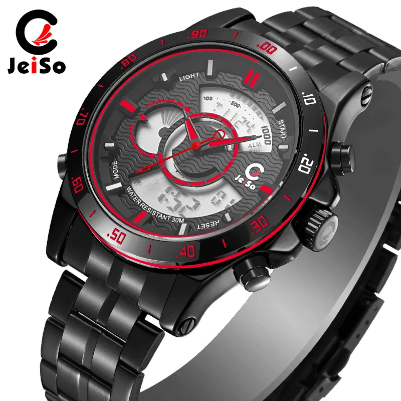 2017 men watch gift brand luxury New Double Movement Quartz Wrist Watch Stainless Steel Bracelet Mens watches no