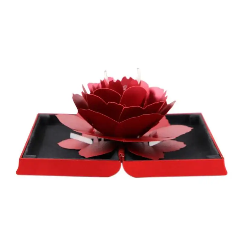 Вращающаяся коробка для колец с розами, креативная фланелевая коробка для свадебного украшения, Подарочная коробка для колец на День святого Валентина, упаковка для хранения ювелирных изделий, чехол - Цвет: A