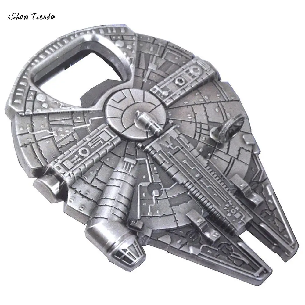 

1PC 6.5*5.5cm Star Wars Millenium Falcon Metal Bottle Opener Spaceship Shaped Falcon Bottle Opener Car Key Chain Kitchen Tool