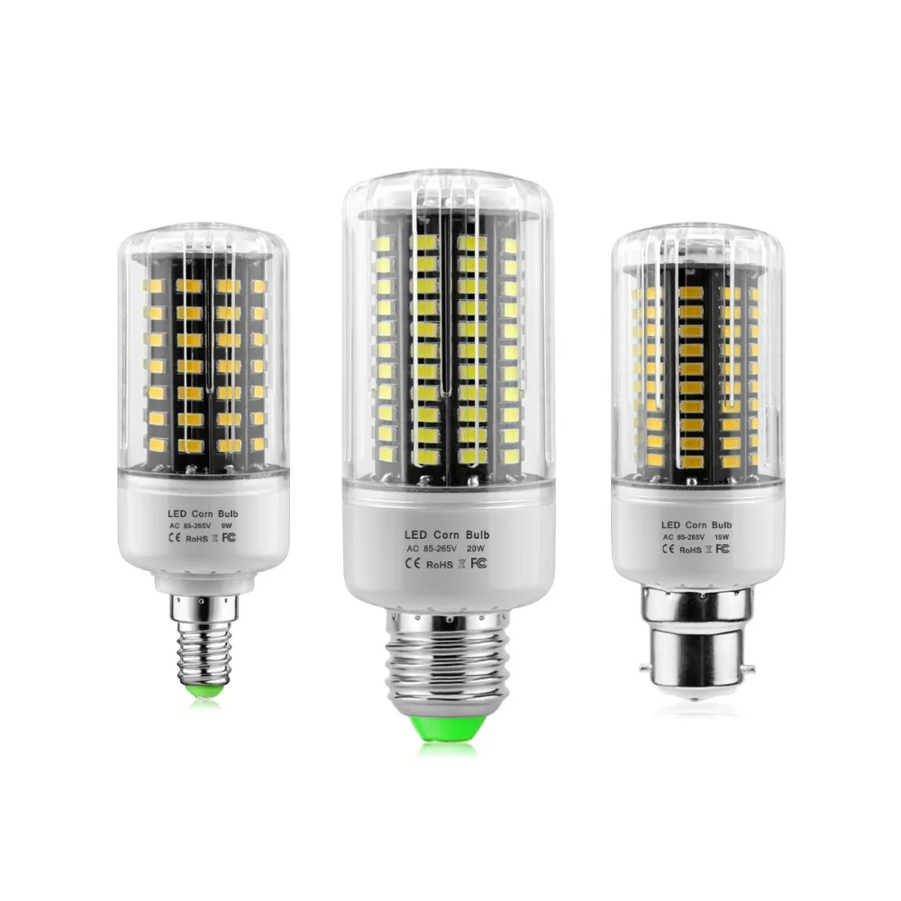 No Flicker LED Light Bulbs 5W 9W 15W 20W E27 E14 B22 Bombillas LED Corn