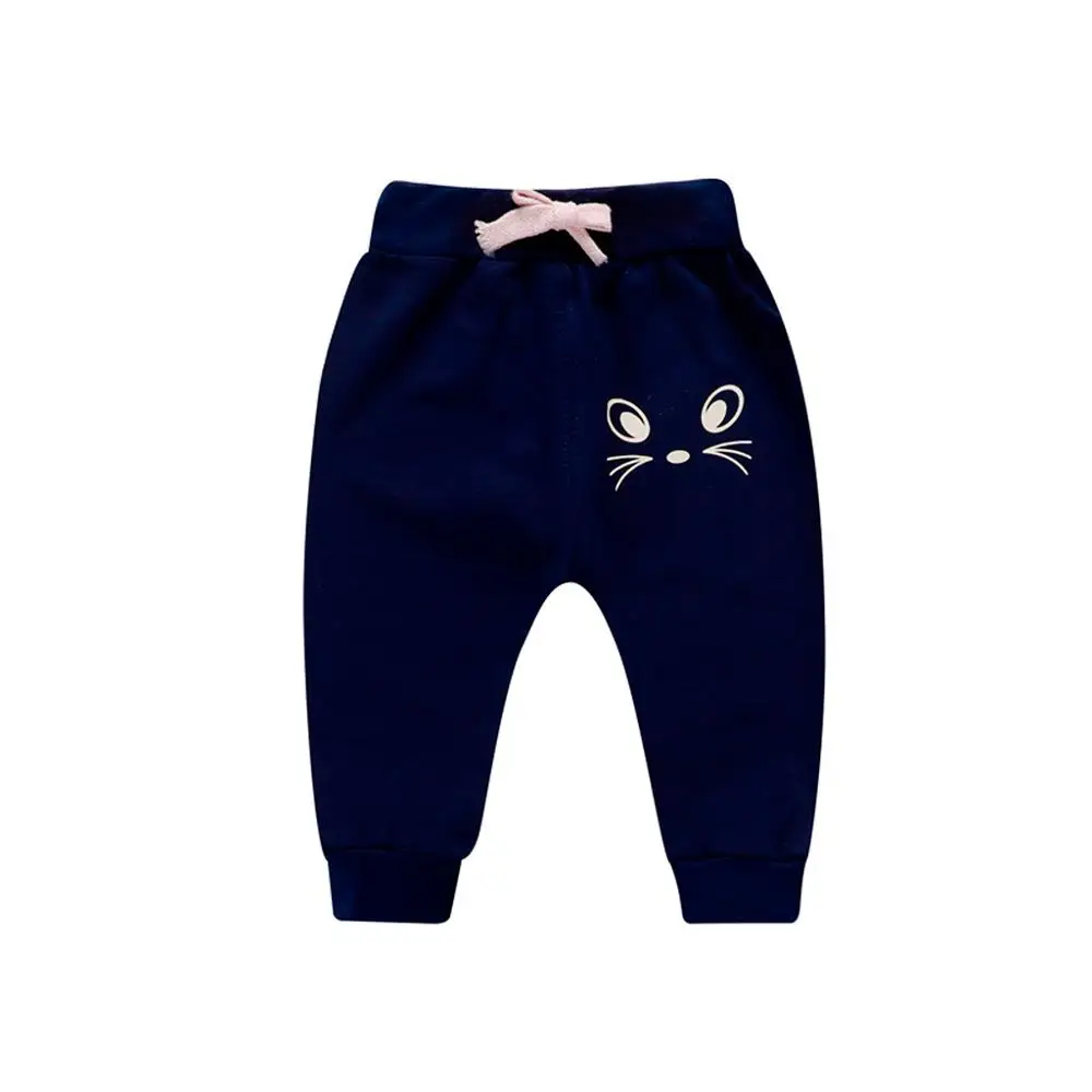 Штаны для маленьких мальчиков; хлопковые Длинные повседневные брюки для малышей; сезон весна-осень свободные эластичные штаны с рисунком - Цвет: Navy